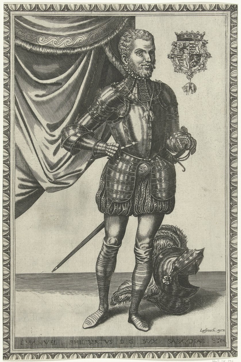 Retrato del duque Emanuel Philibert de Saboya Retratos de cuerpo entero de reyes y reinas (título de la serie) de Frans Huys