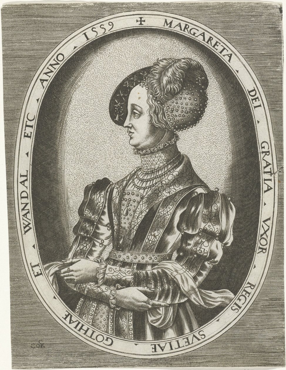 Retrato de la reina Margaretha Leijonhufvud de Suecia Retratos de reyes, reinas, príncipes y princesas (título de serie) de Frans Huys