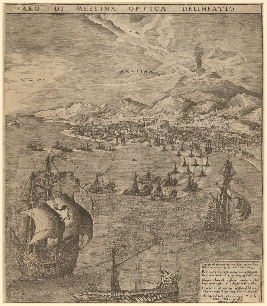 Batalla naval en el estrecho de Mesina de Frans Huys after Pieter Bruegel the Elder