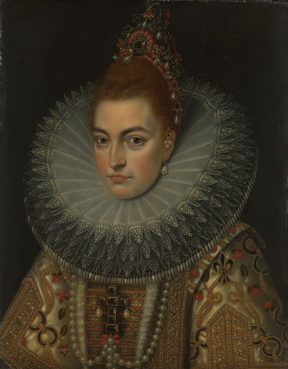 Retrato de la Archiduquesa Isabel Clara Eugenia (1566-1633, Infanta de España, c.1600 (óleo sobre cobre) de Frans II (studio of) Pourbus