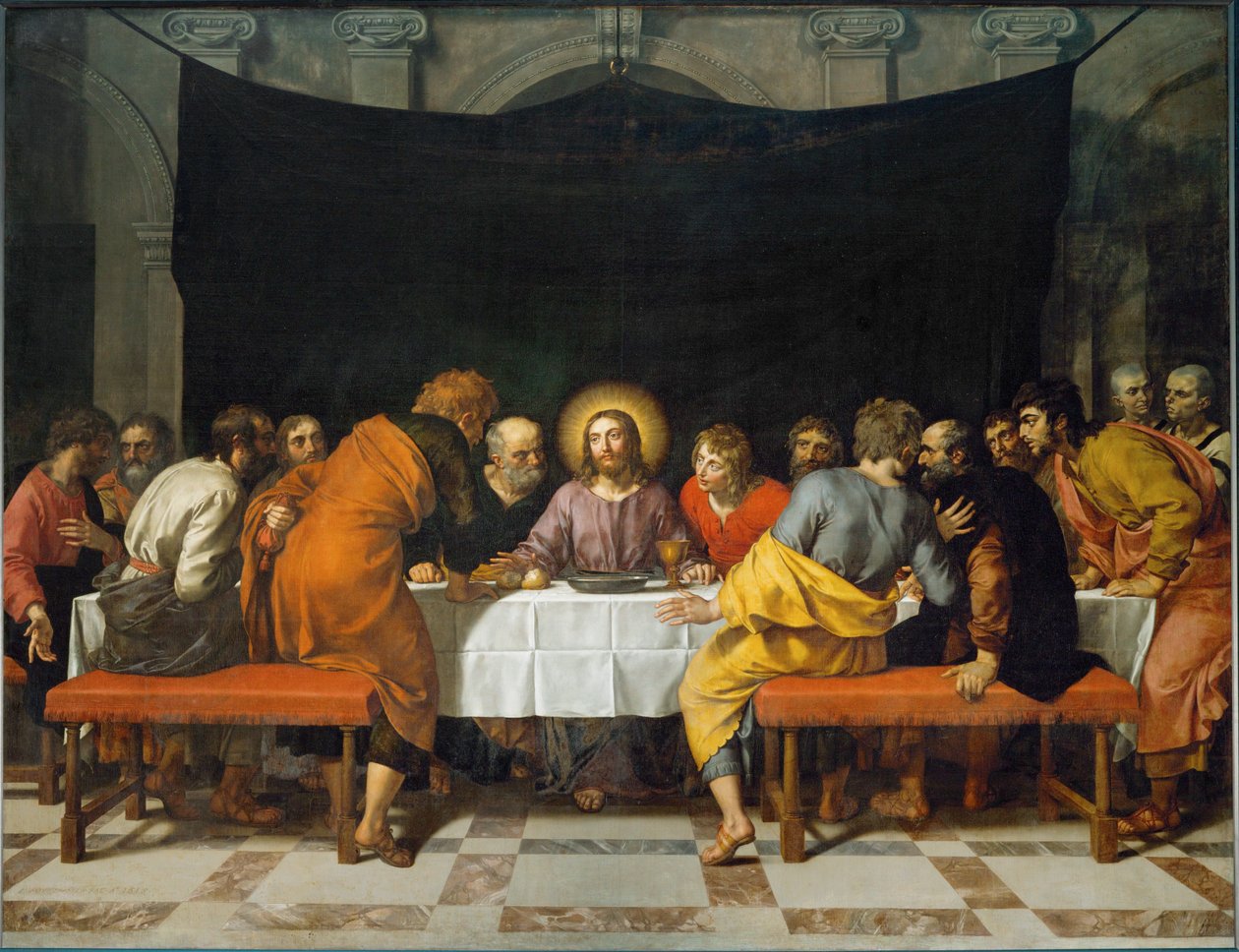 La Última Cena. Pintado para el altar mayor de la iglesia Saint Leu-Saint Gilles de París ... de Frans II Pourbus