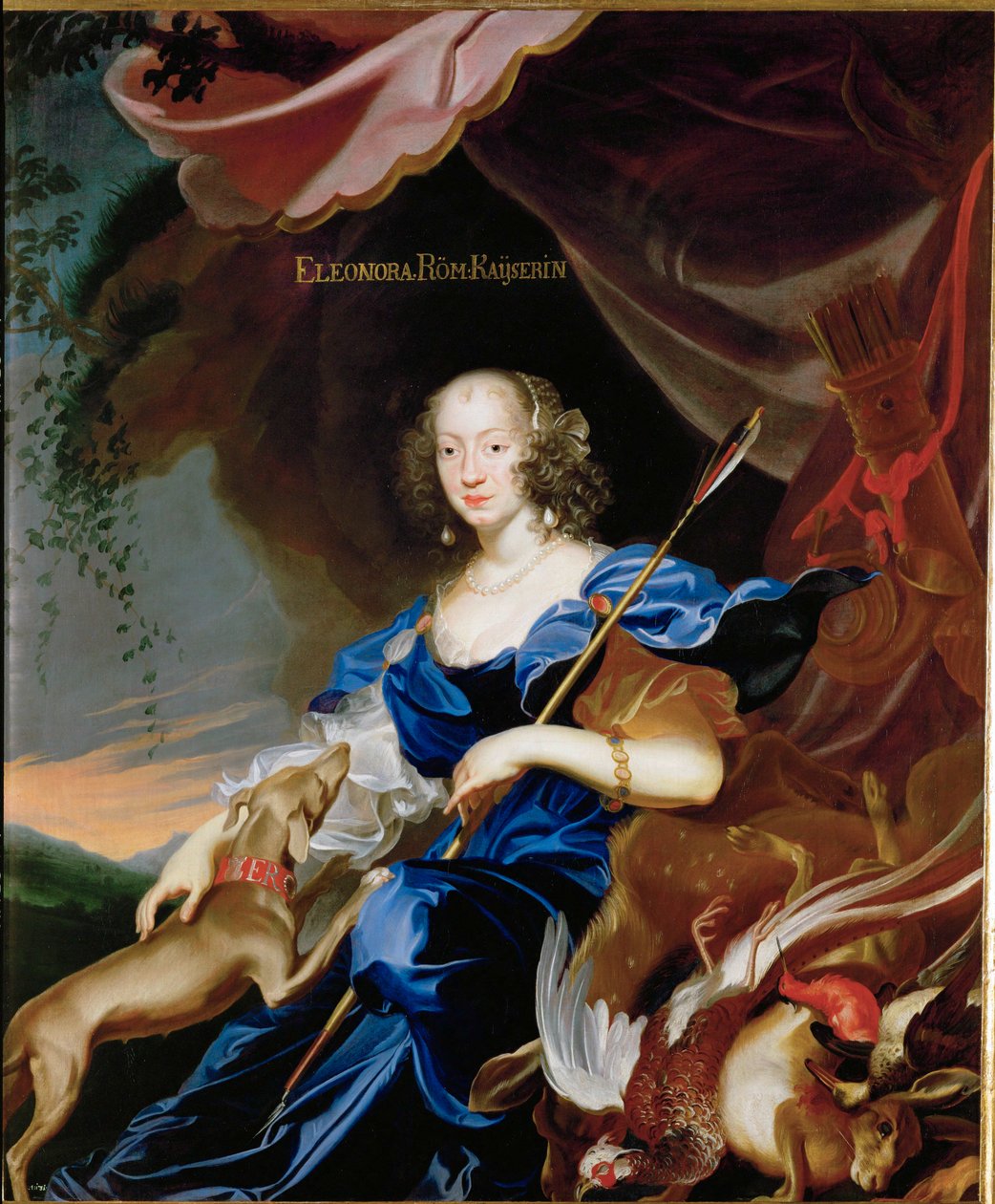 Eleonora Gonzaga, hija de Carlo Gonzaga, conde de Rethel, esposa del emperador Fernando III, representada como Diana ... (óleo sobre lienzo) de Frans Luycx
