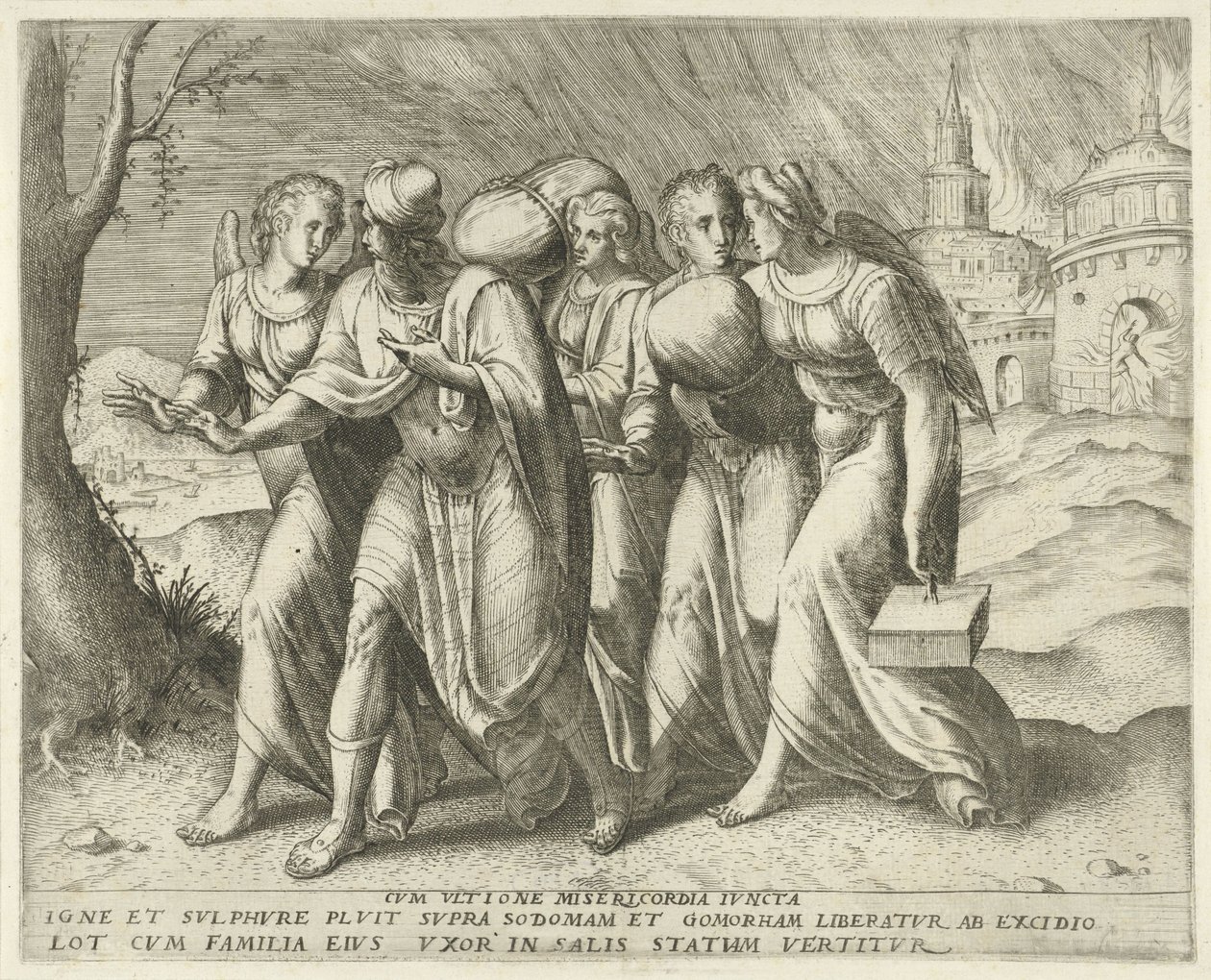 Lot verlaat Sodoma Compasión y venganza (título sobre objeto) Geschiedenis van Lot (título de la serie) de Frans Menton