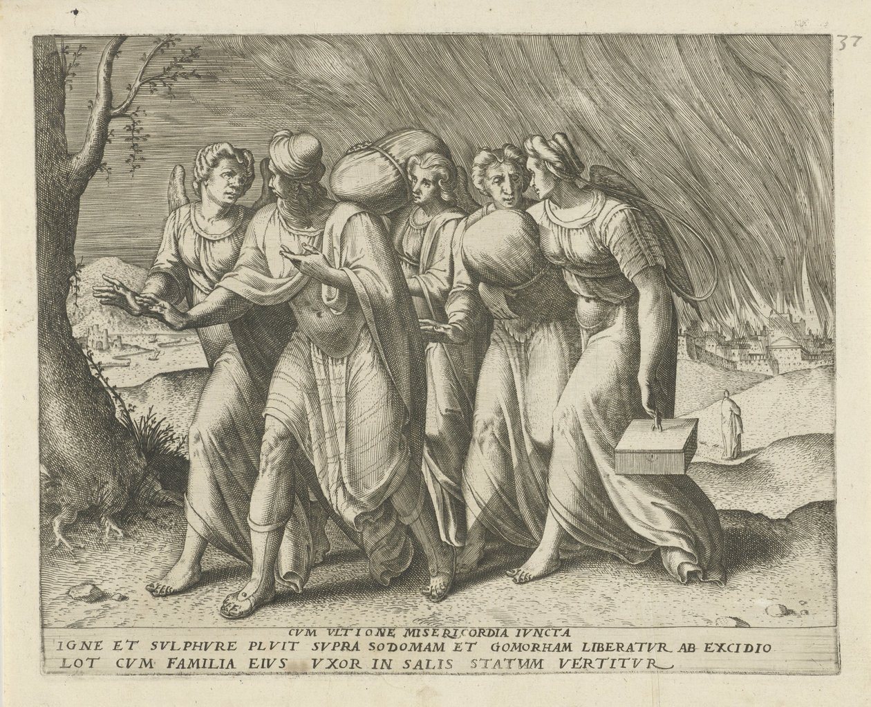 Lot verlaat Sodoma Compasión y venganza (título sobre objeto) Geschiedenis van Lot (título de la serie) de Frans Menton