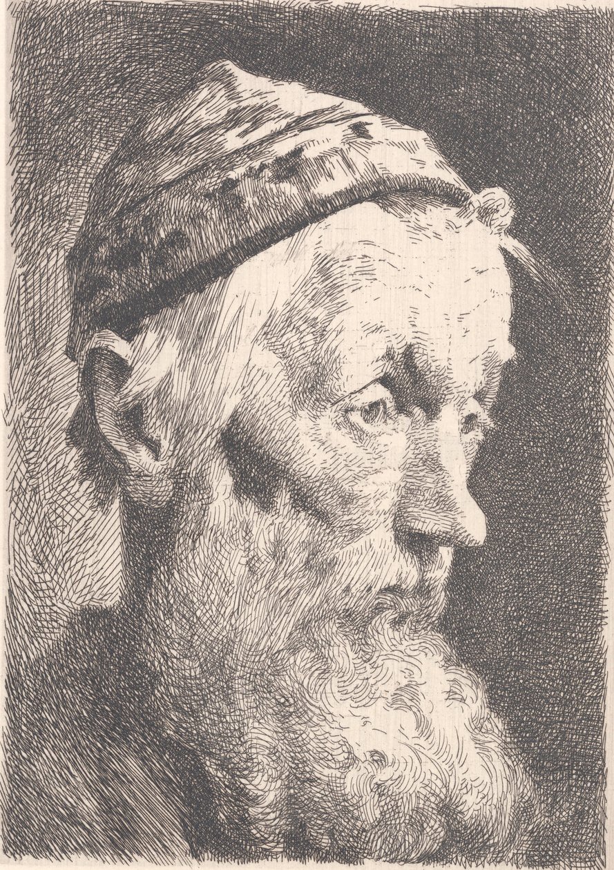 Viejo con gorro de lana blanca de Frans Schwartz