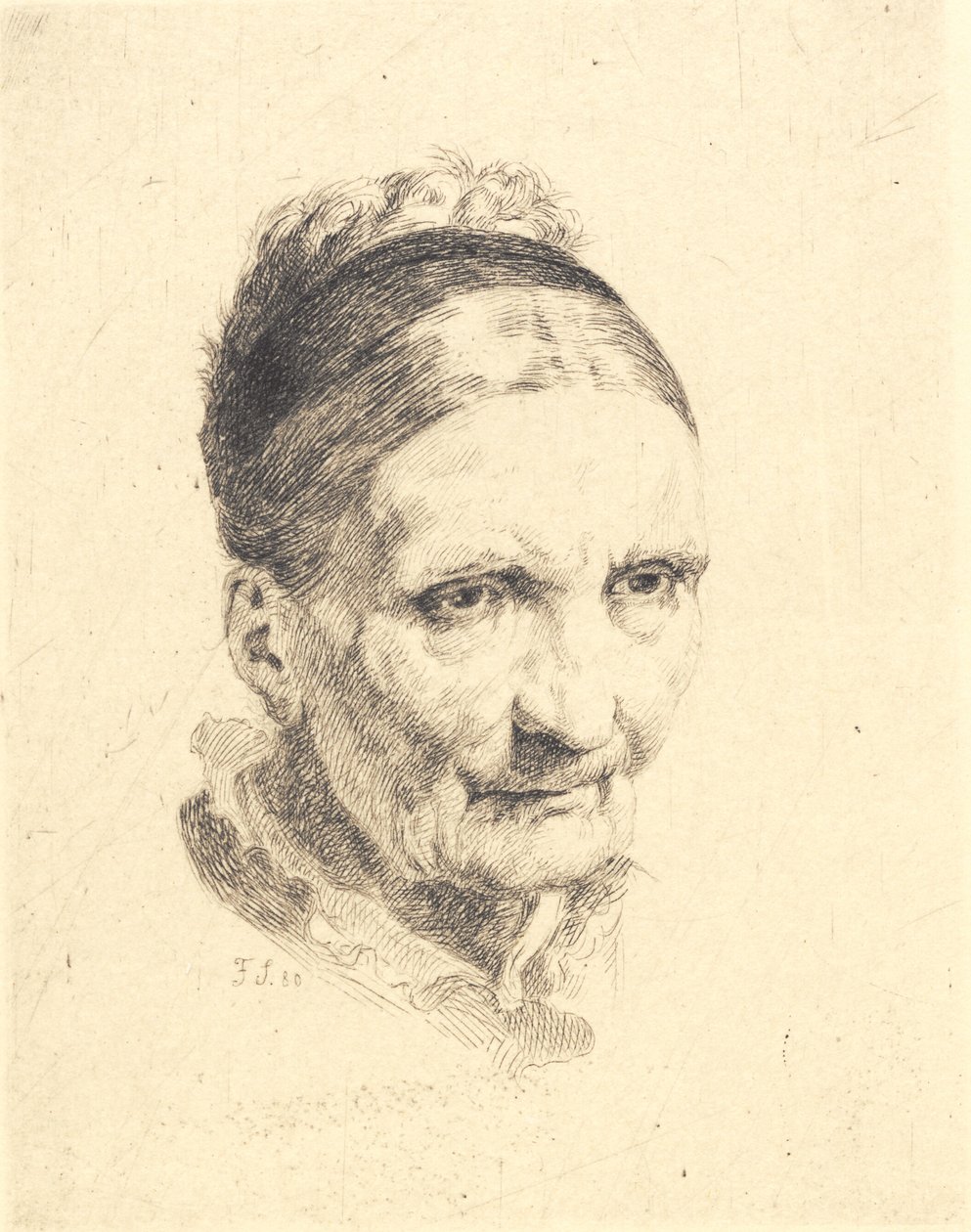 Cabeza de una anciana. Señora Rasmussen de Frans Schwartz