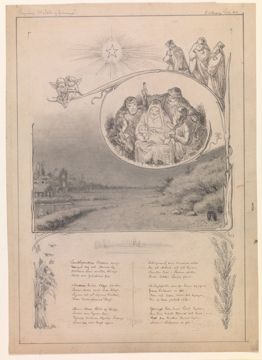 Dibujo de Navidad para "Ude og hjemme" de Frans Schwartz
