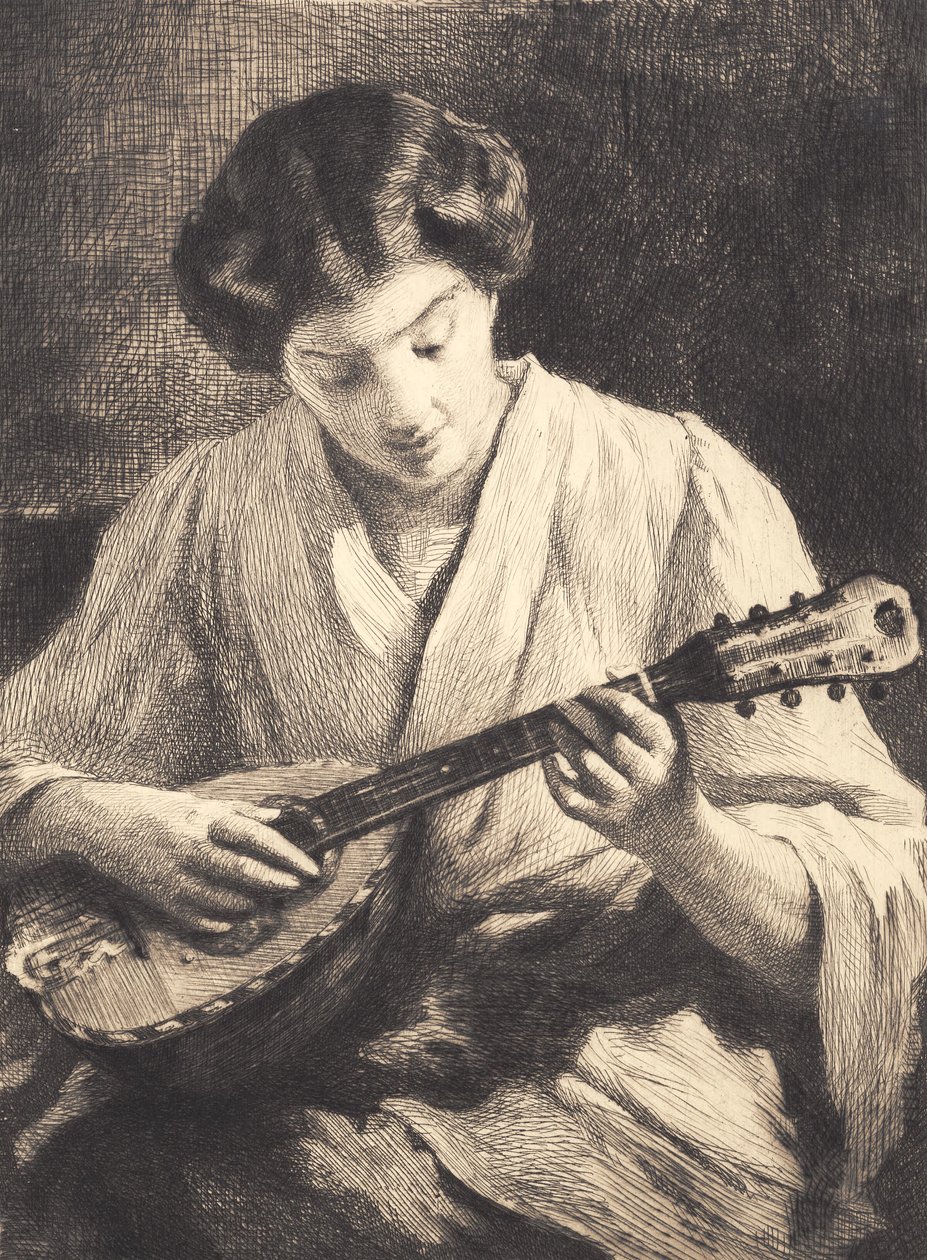 Dama Tocando la Mandolina de Frans Schwartz