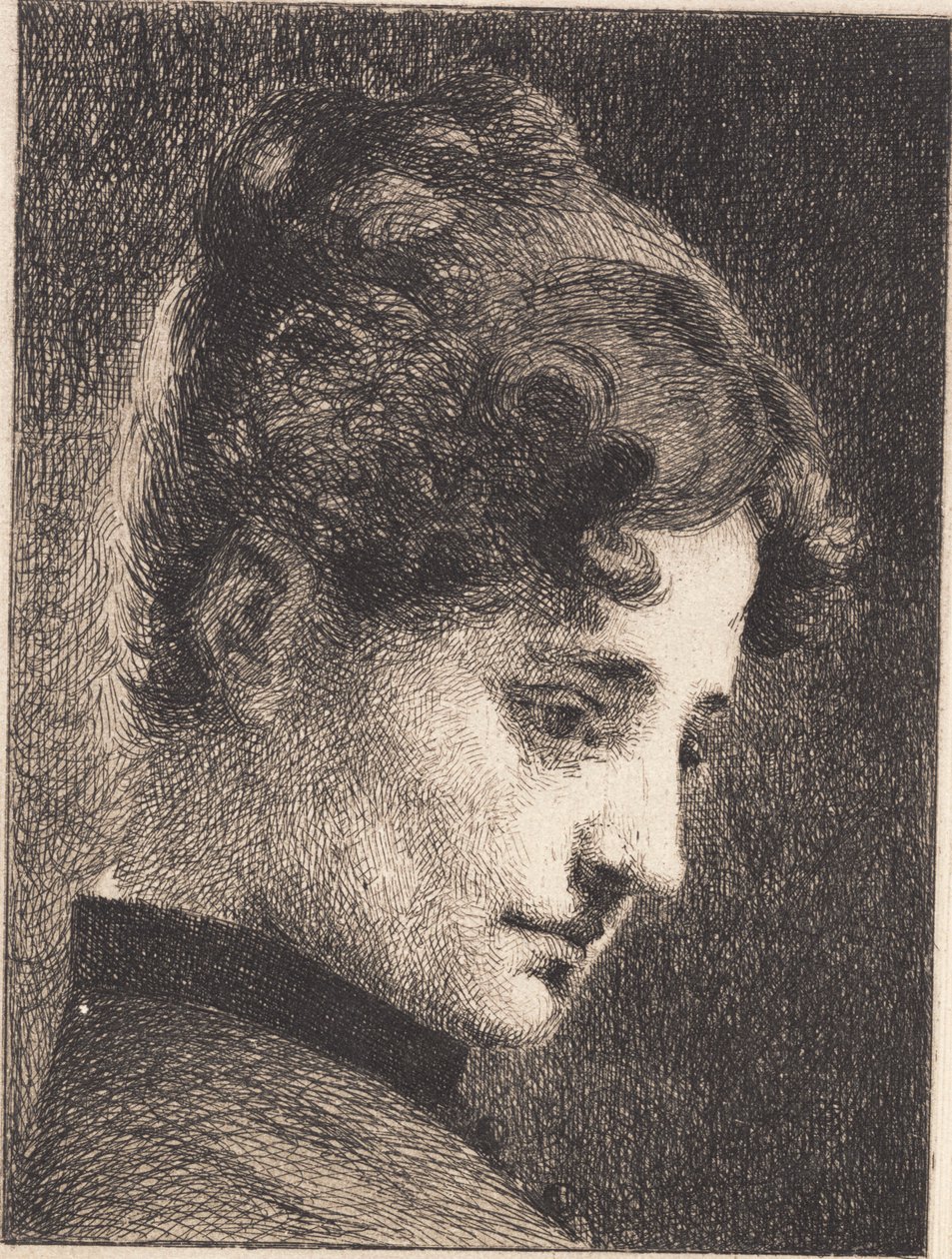 Cabeza de perfil de una joven, mirando a la derecha de Frans Schwartz
