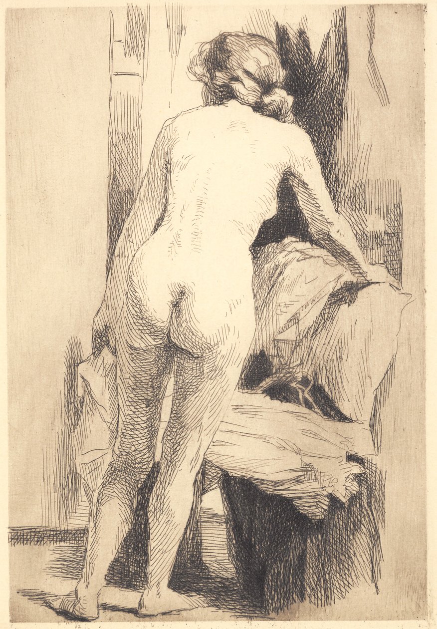 Placa de prueba: Mujer desnuda de espaldas, de pie de Frans Schwartz