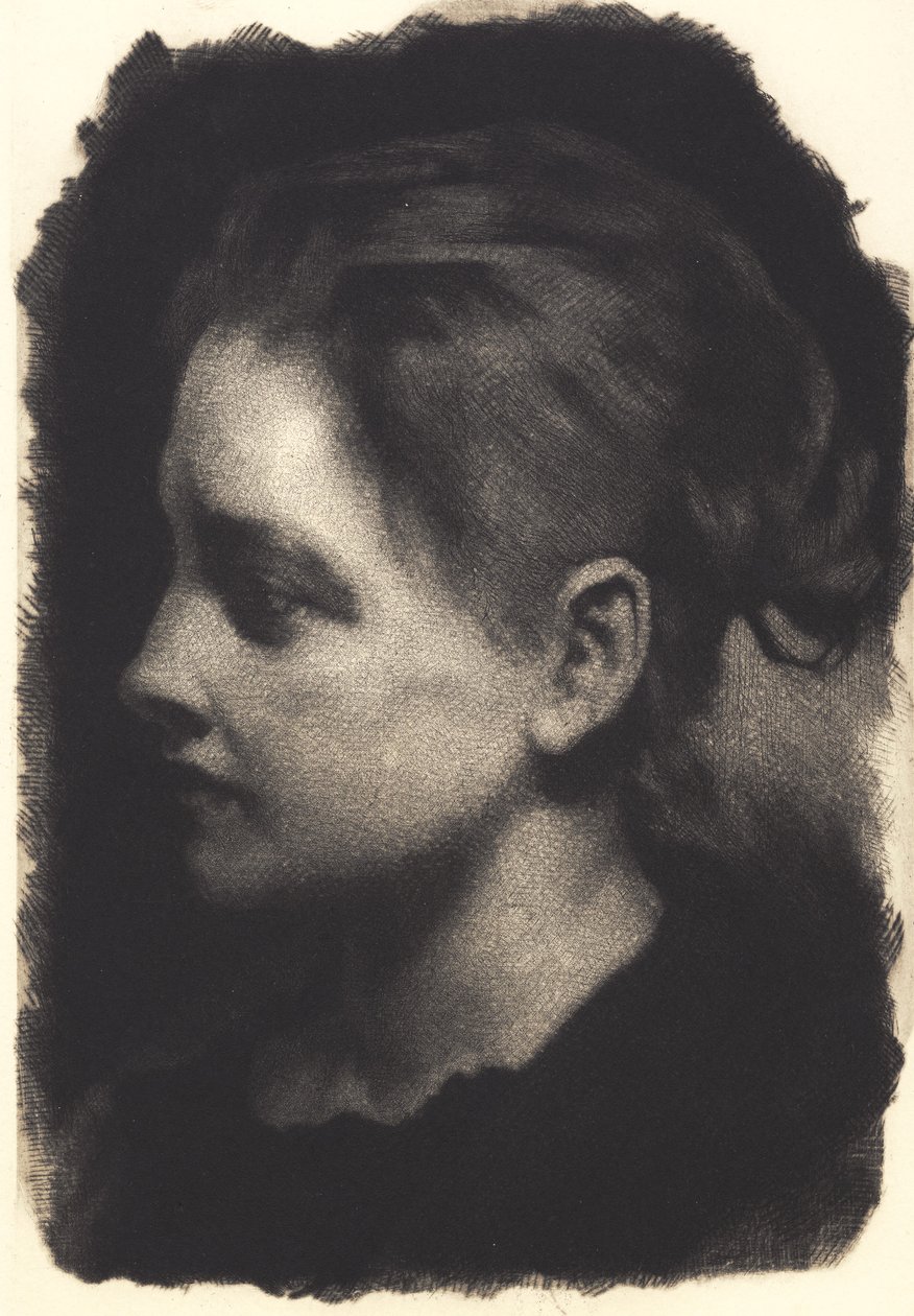 Joven chica de perfil con el cabello recogido de Frans Schwartz