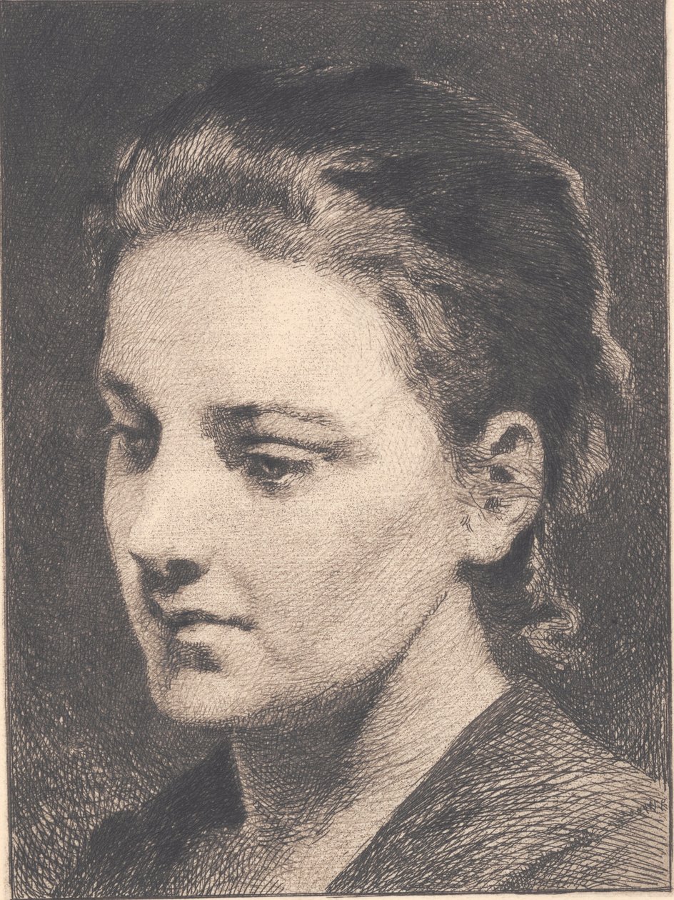 Joven con el cabello recogido, medio perfil de Frans Schwartz