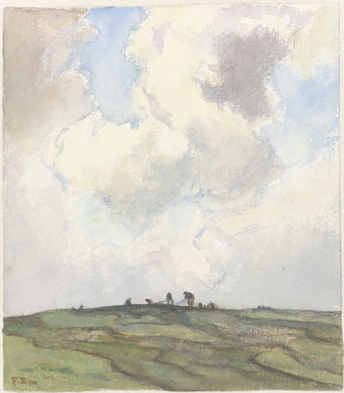 Quema de redes en un campo de hierba detrás de las dunas de Frans Alexander Evert Lodewijk Smissaert