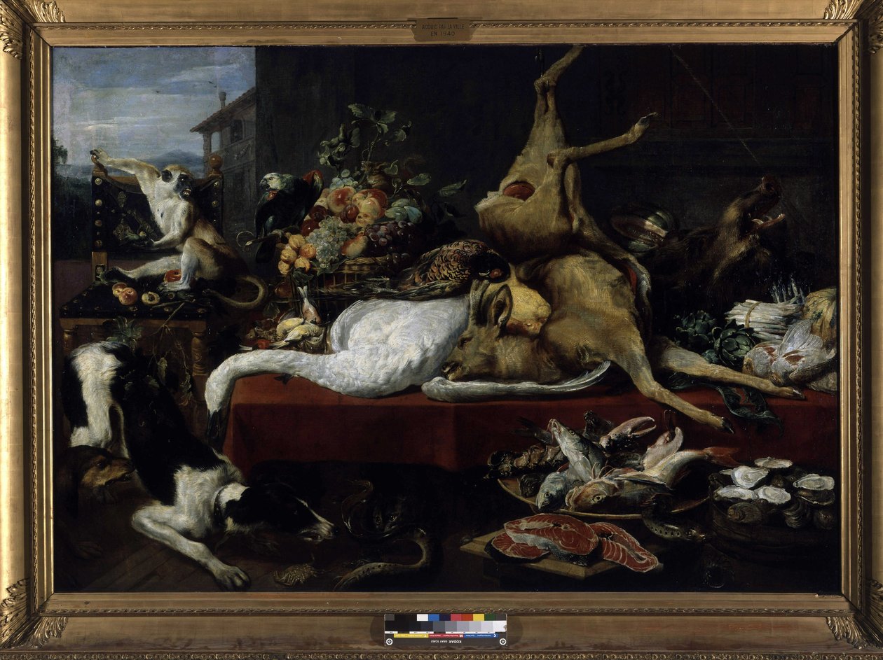 Bodegón de Caza, Pescado, Frutas y Verduras de Frans Snyders