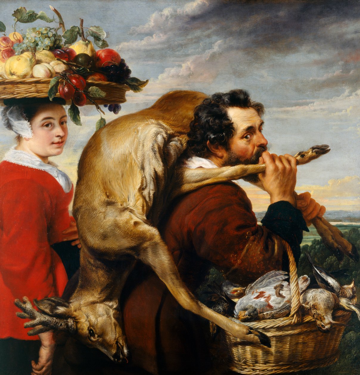 Figuras con fruta y caza (óleo sobre lienzo) de Frans Snyders or Snijders