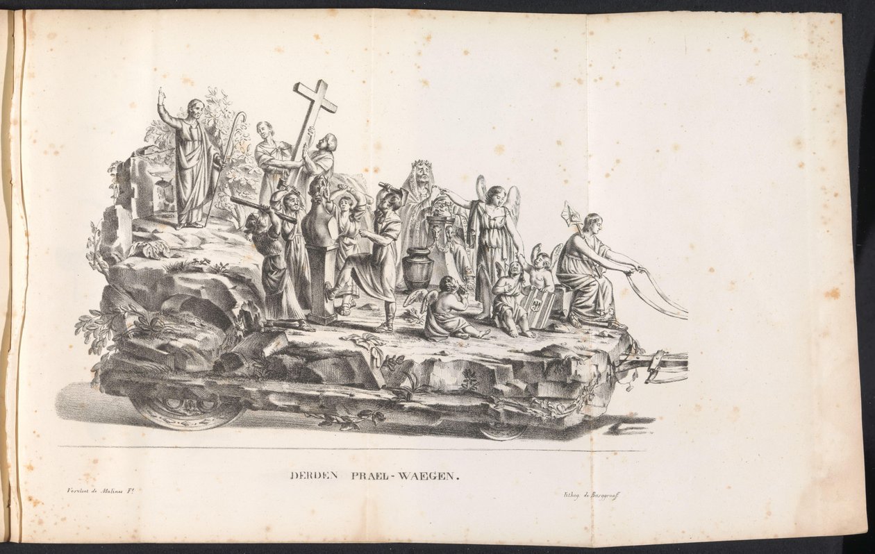 Tercer paso en la procesión de San Rombout, 1825 Tercer Prael-waegen (título sobre objeto) de Frans Vervloet