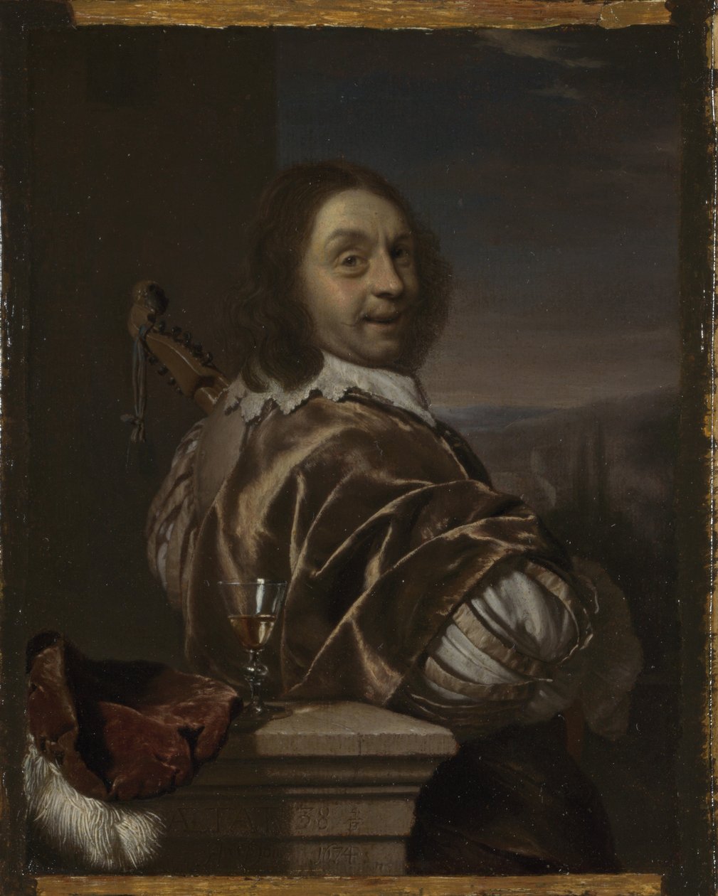 Autorretrato con una Cítara, 1674 de Frans van Mieris the Elder
