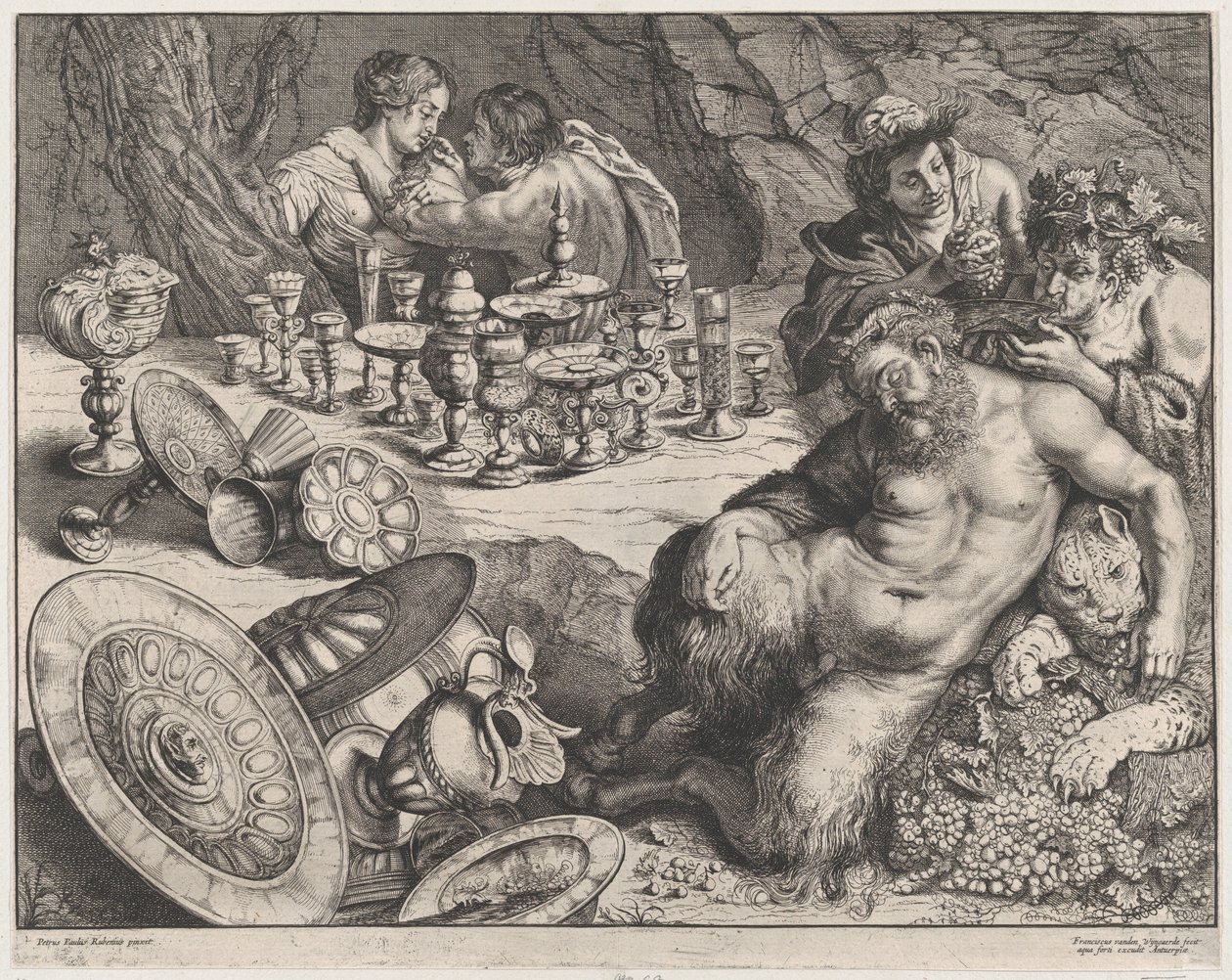 Baco y Sileno borracho, 1640-60 de Frans van den Wyngaerde