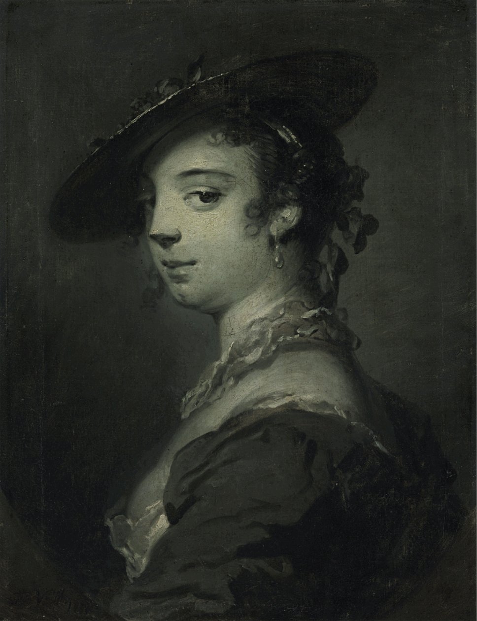 Retrato de una joven de busto (óleo sobre lienzo) de Frans van der Mijn