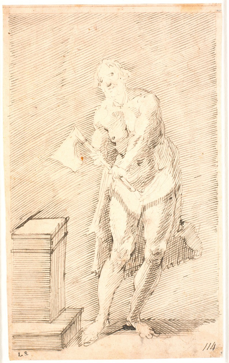 Hombre de pie con hacha de verdugo de Frantz Cleyn