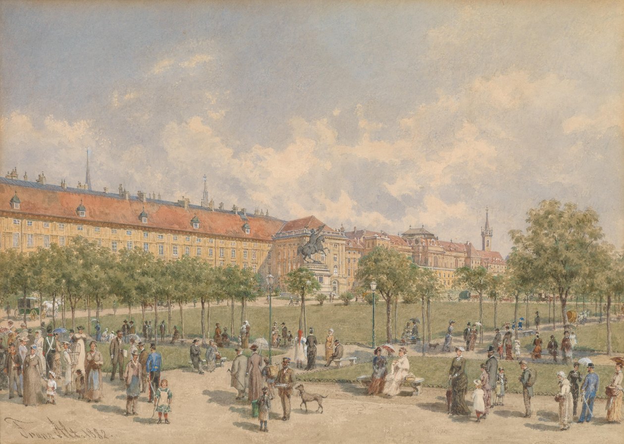 La Heldenplatz en Viena con vista al Tracto Leopoldino de la Hofburg de Franz Alt