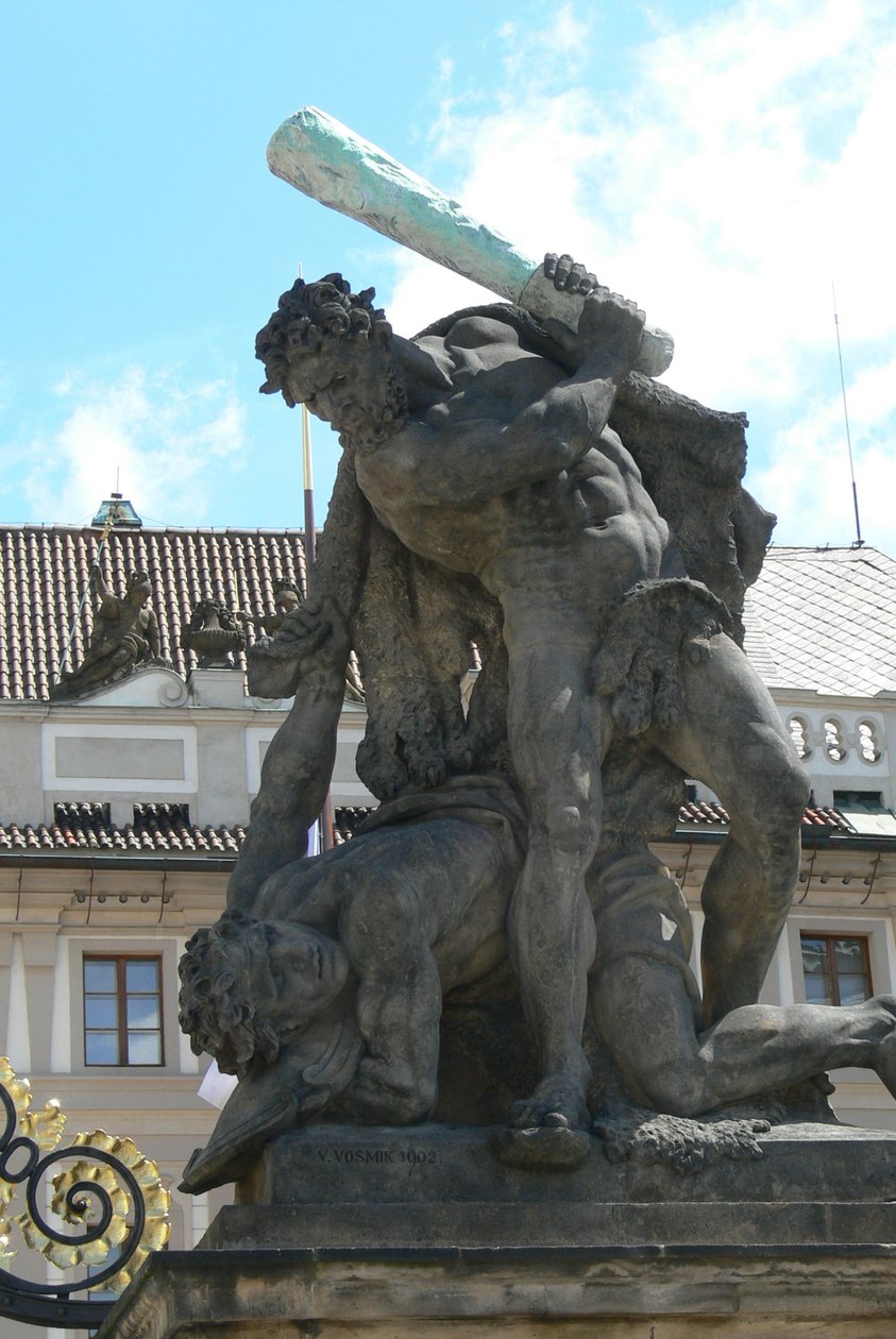 Estatua de Gigantes Luchadores, fuera del Castillo de Praga y el Palacio Presidencial Hradcany, 1er Patio, 1768 de Franz Ignaz Platzer