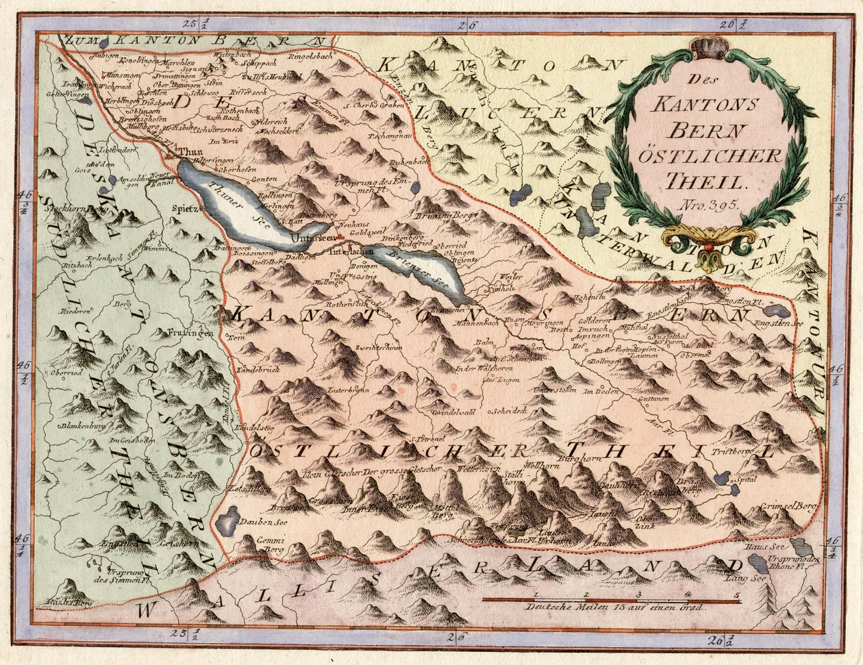 Parte oriental del cantón de Berna. Nro. 395. Grabado en cobre, ca. 1 de Franz Johann Joseph von Reilly