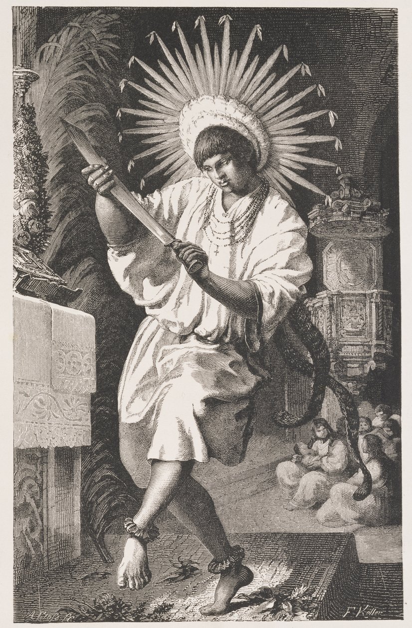 Indio Mojos, de la antigua misión de Trinidad, de Los ríos Amazonas y Madeira, por Franz Keller, grabado por A. Closs, 1874 de Franz Keller