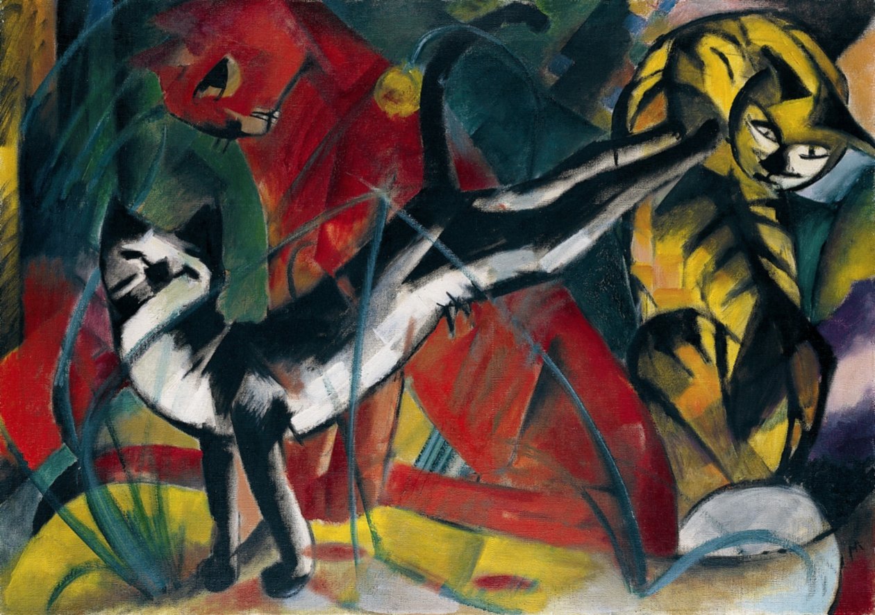 Tres gatos grandes de Franz Marc