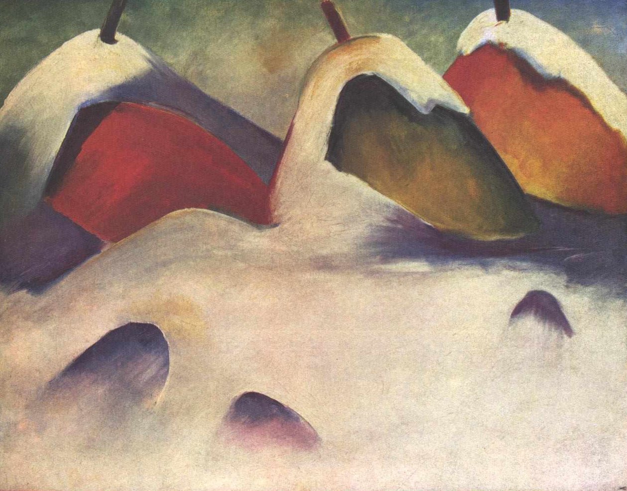Agachados en la Nieve de Franz Marc