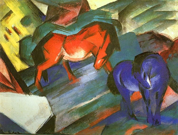 Caballos rojos y azules de Franz Marc