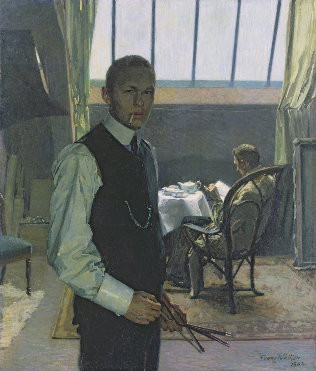 Autorretrato en el estudio, 1904 de Franz Nolken
