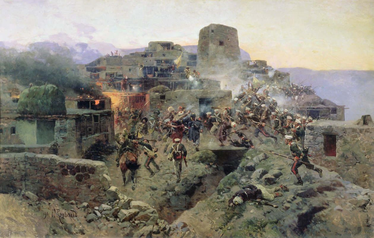 La captura de Aul Gimry, 17 de octubre de 1832, 1891 de Franz Roubaud