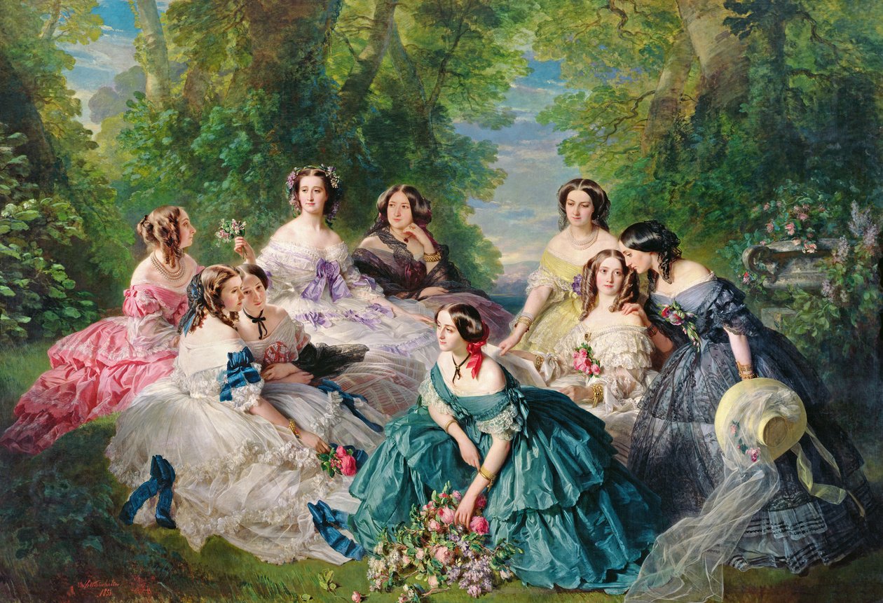 La emperatriz Eugenia (1826-1920) rodeada por sus damas de compañía, 1855 de Franz Xaver Winterhalter