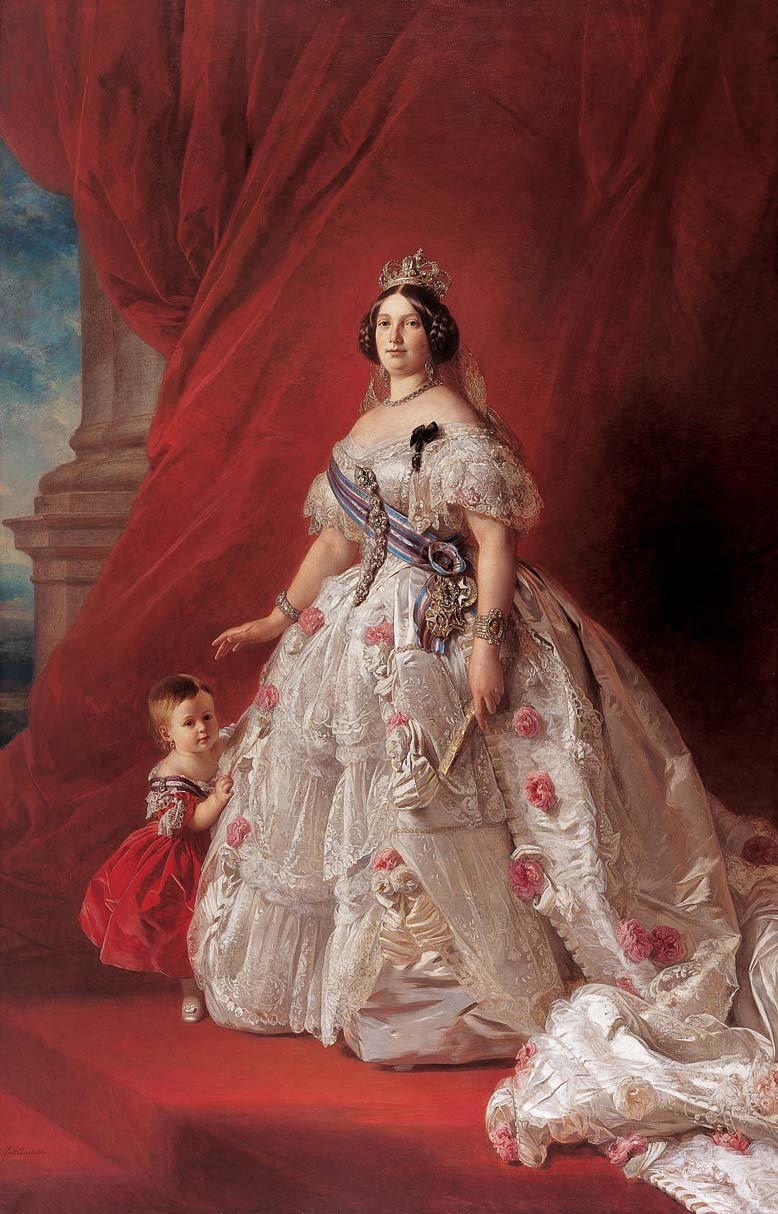 Retrato de la Reina Isabel II de España y su hija Isabel de Franz Xaver Winterhalter