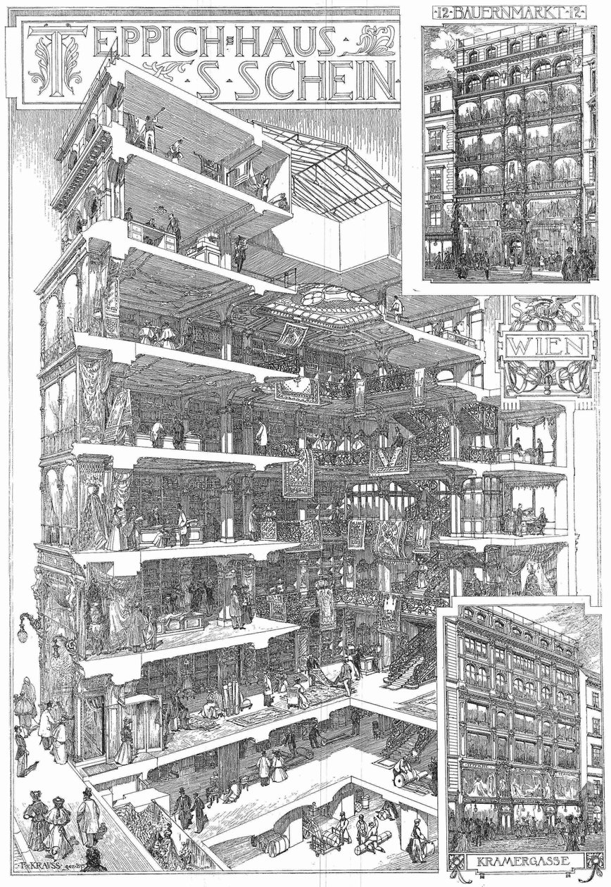 La antigua tienda de alfombras de varios pisos S. Schein de Franz von Krauss