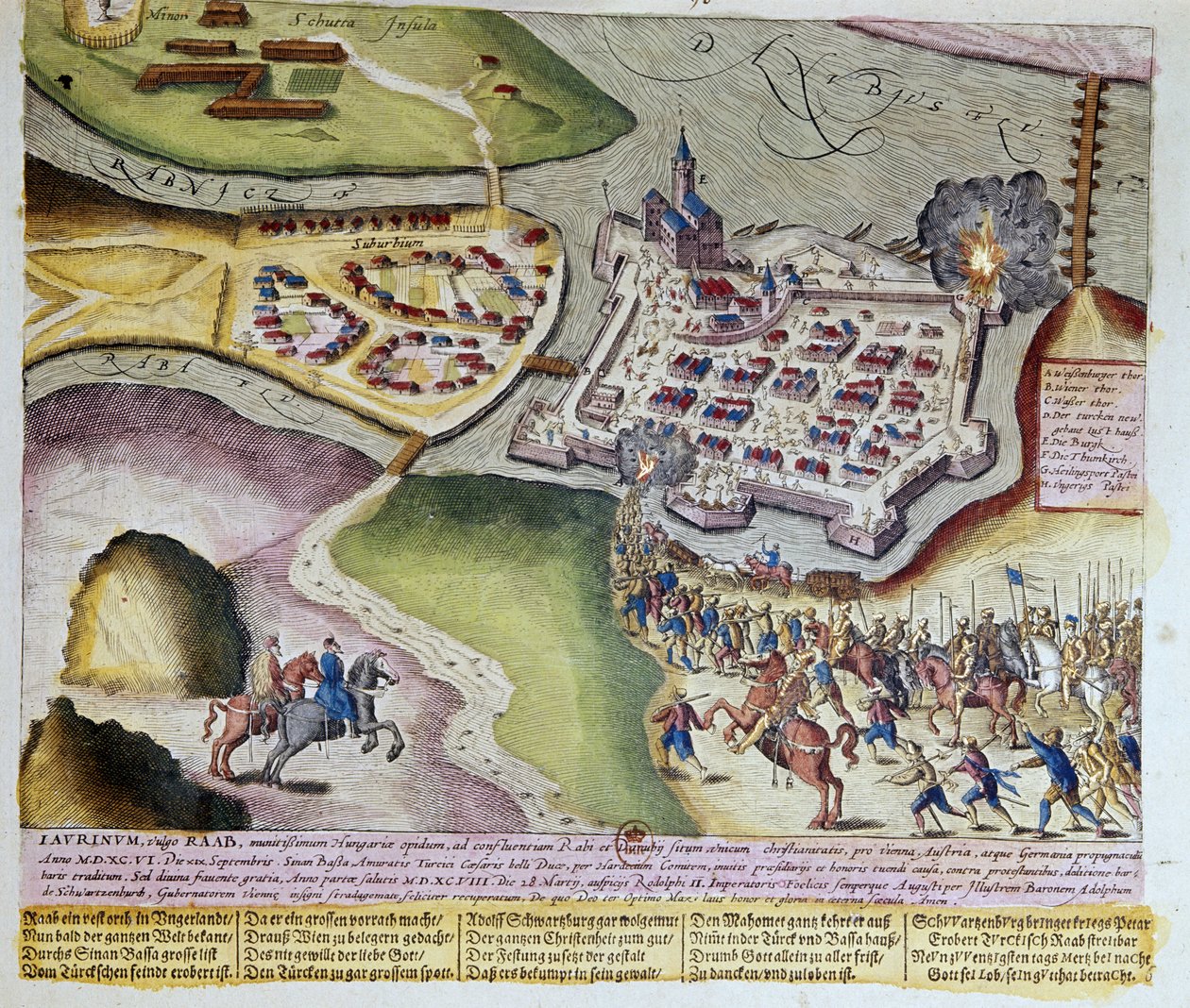La captura de Raab por Adolf Schwarzenberg el 28/03/1598. 1653 Grabado de Franz Hogenberg (1535-1590) Cabinet des Estampes, B.N, París. de Franz (after) Hogenberg