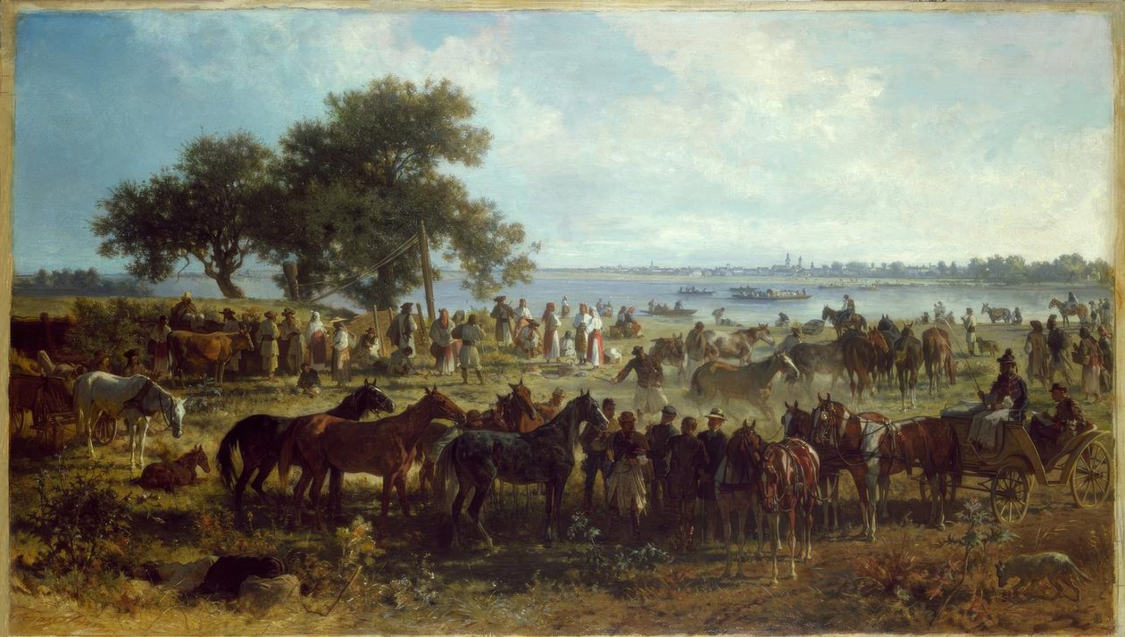 F.Adam, Transbordador en la orilla del Theiss de Franz Adam