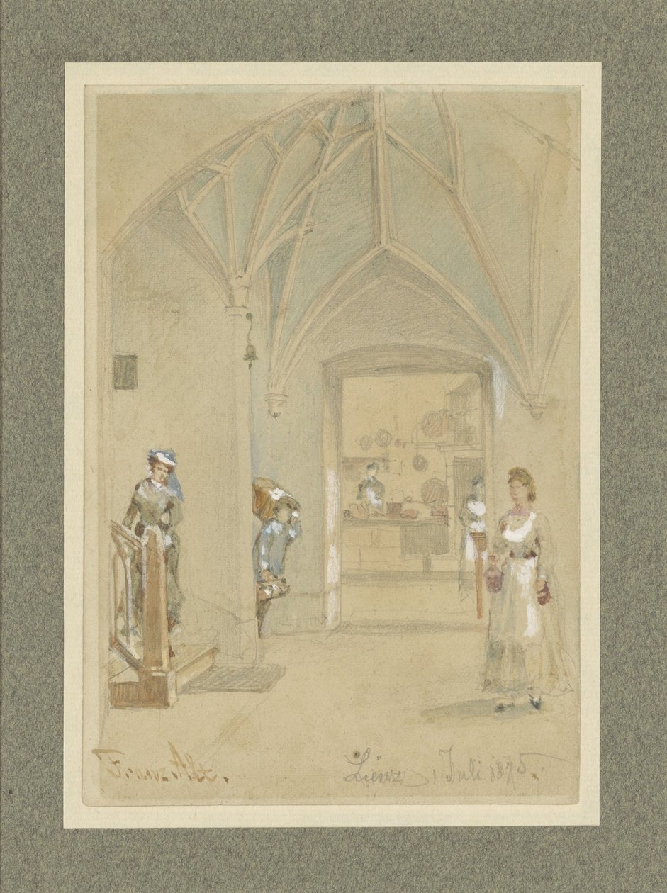 Pasillo de un Gasthaus con vista a la cocina de Franz Alt