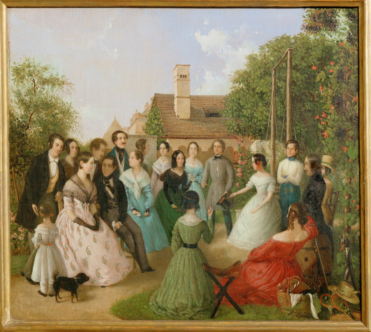 Pfaenderspiele der Familienmitglieder Alt im Garten - Un juego de pérdidas en el jardín de la familia Alt ... (pintura sobre lienzo) de Franz Alt