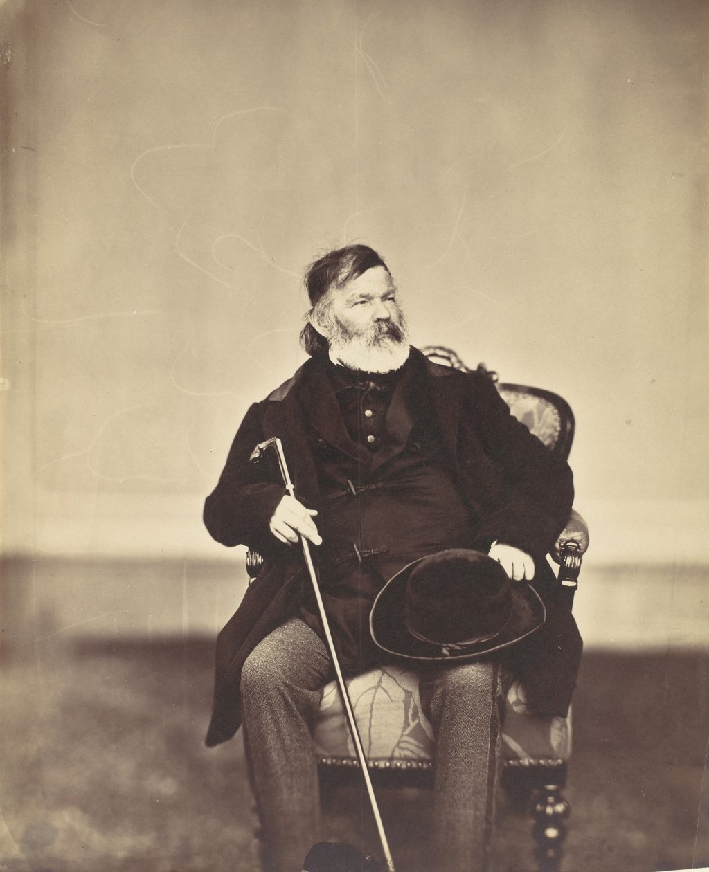 [Hombre sentado con bastón y sombrero] de Franz Antoine