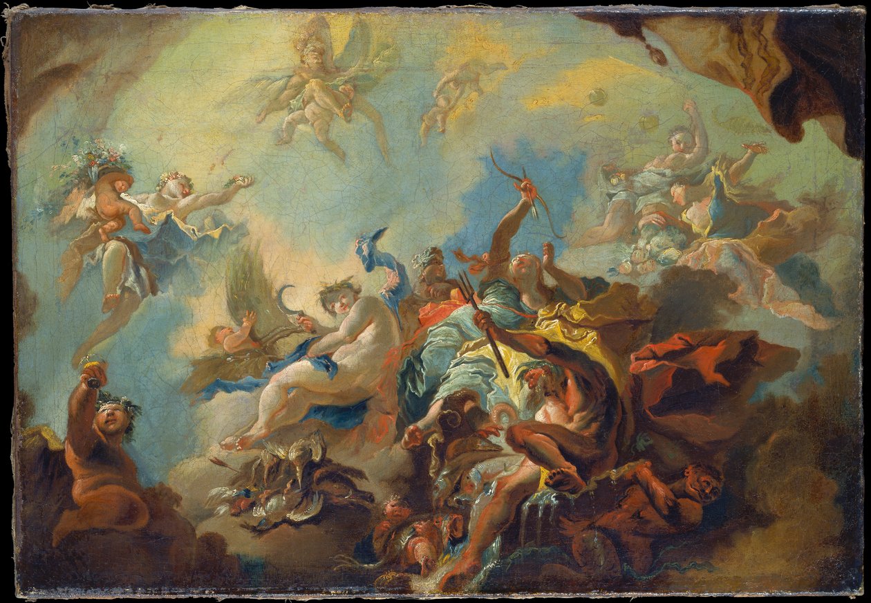 Los cuatro elementos, estudio preparatorio para un techo pintado (¿alegoría del tiempo?) de Franz Anton Maulbertsch