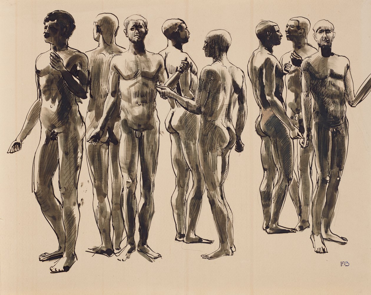 Ocho desnudos masculinos de Franz Barwig d. Ä.