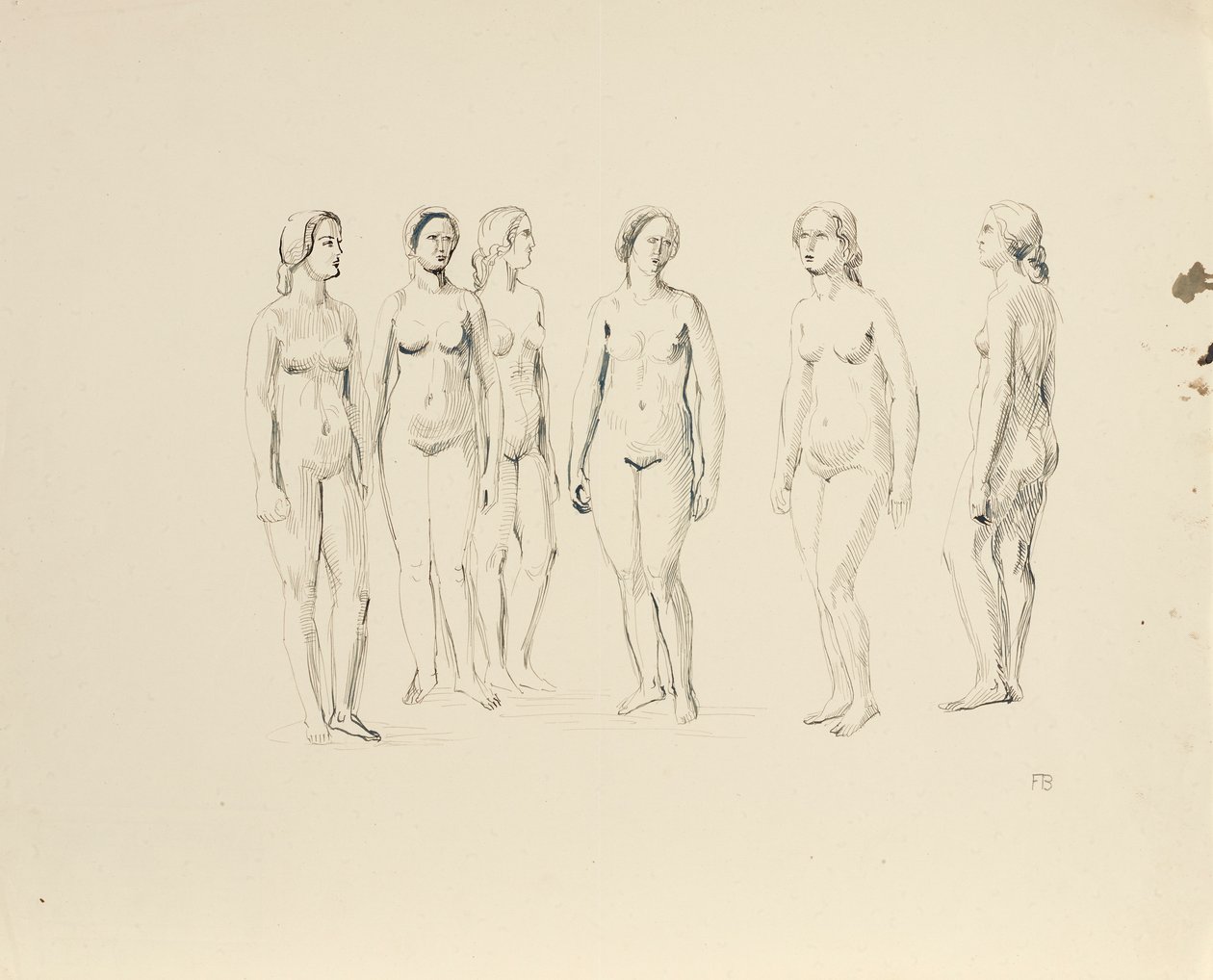 Seis desnudos femeninos de Franz Barwig d. Ä.