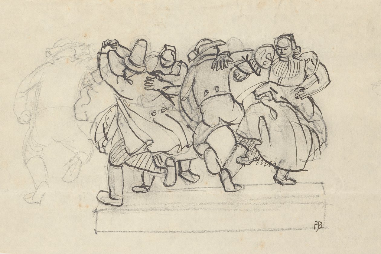 Estudio para un alivio con campesinos bailando. de Franz Barwig d. Ä.
