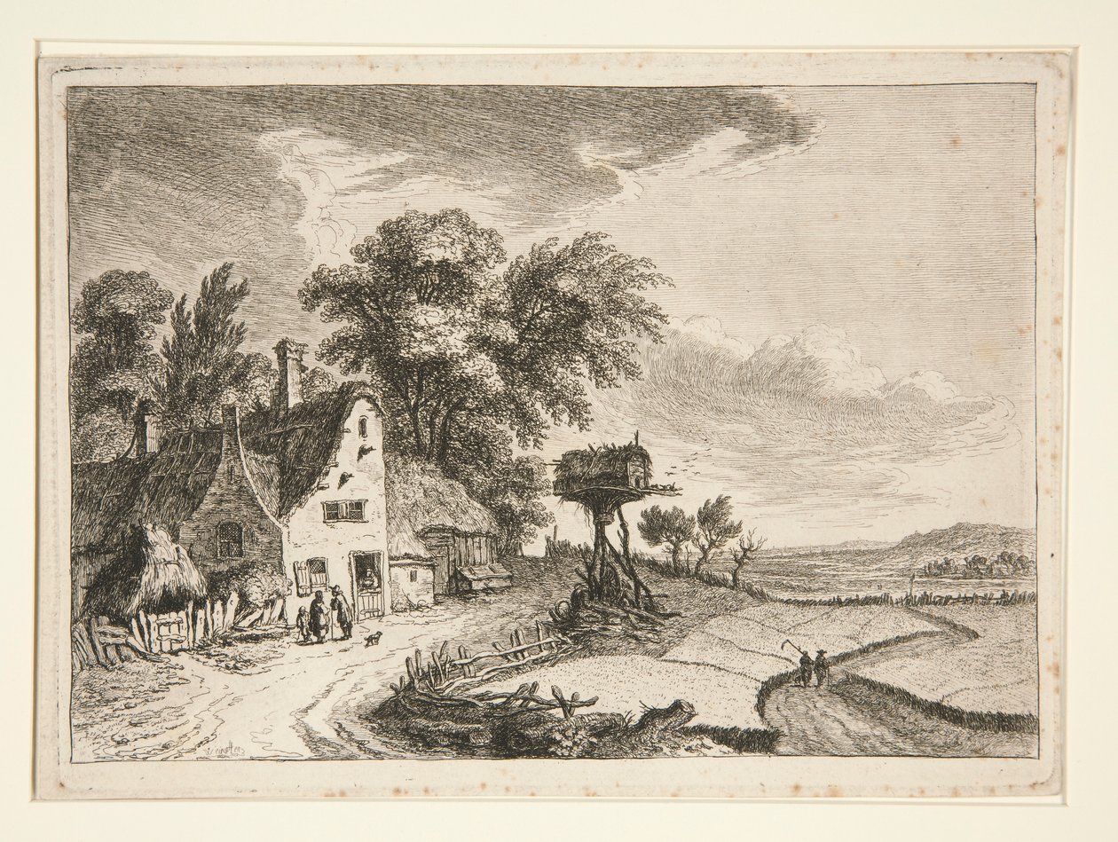 paisaje con granja de Franz Edmund Weirotter