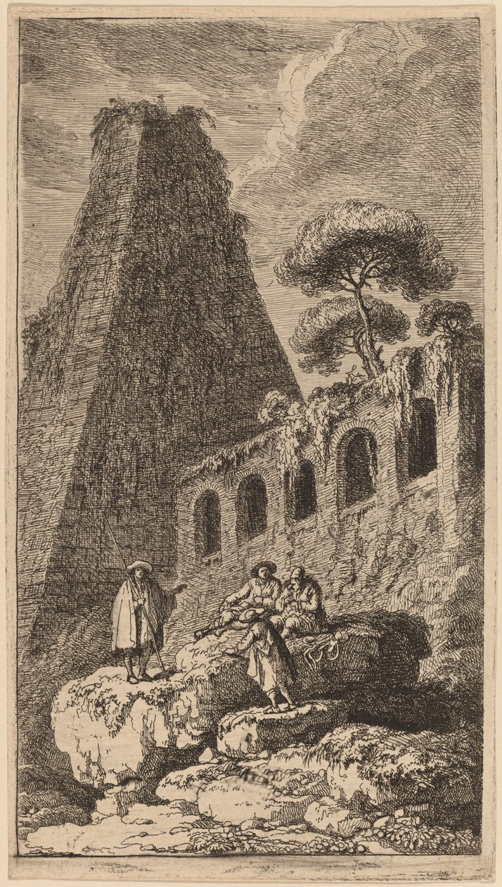 La Pirámide de Sesto cerca de las Puertas de San Pablo en Roma de Franz Edmund Weirotter