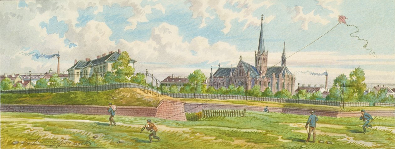 Entre la línea Westbahn y Mariahilfer (vista del muro de la línea) de Franz Gerasch