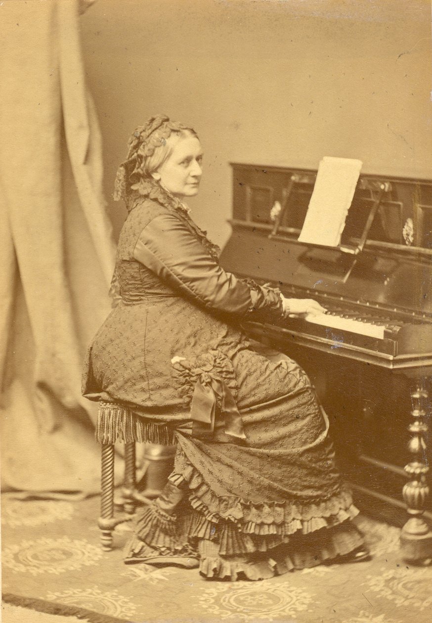 Retrato de Clara Wieck-Schumann 1819-1896 al piano, ca 1878 de Franz Hanfstaengl