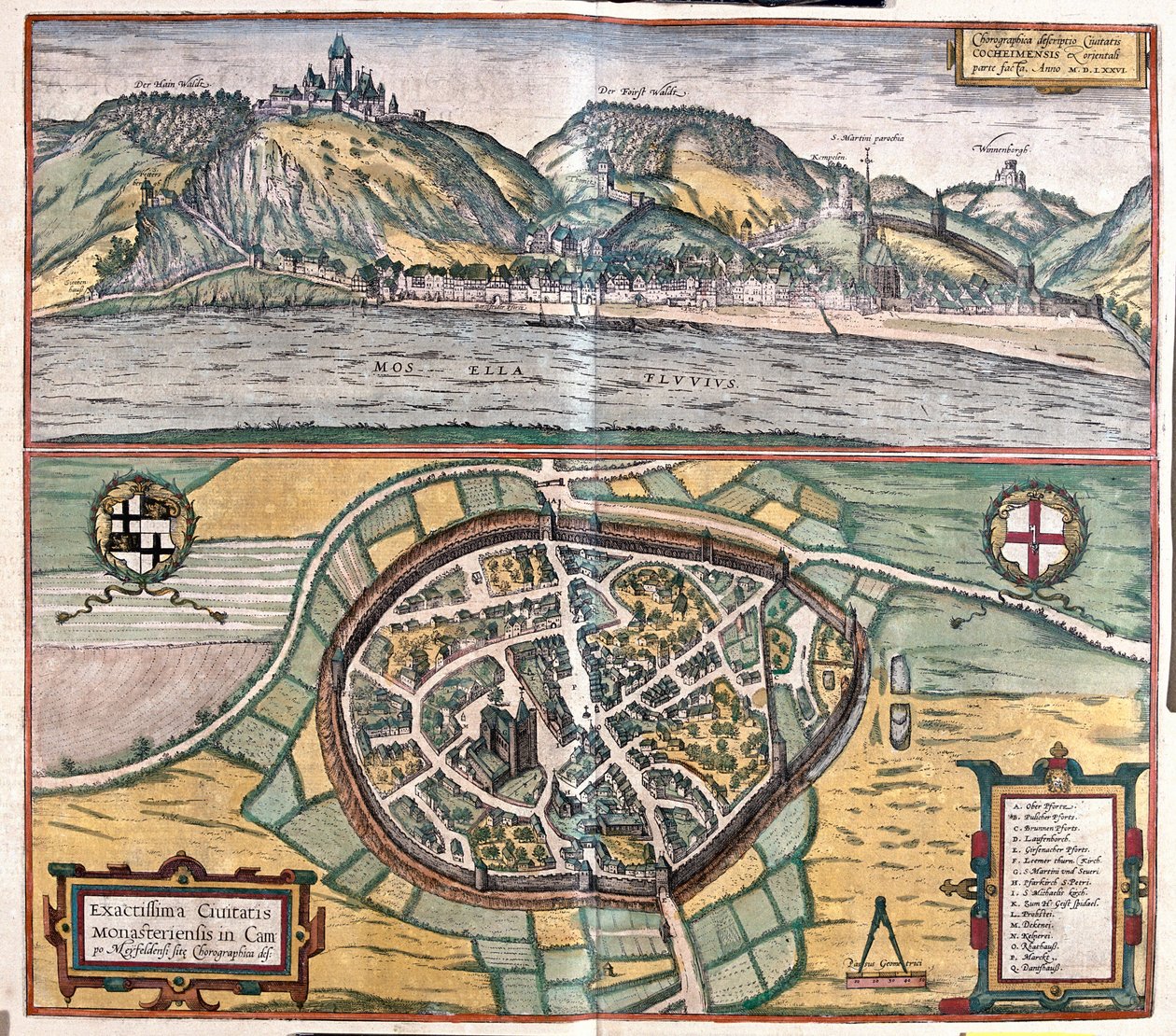 Ilustración precisa de la ciudad de Munstermaifeld en Maifeld, Alemania de Franz Hogenberg